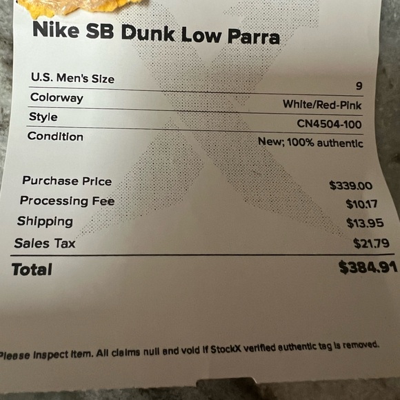 Nike Dunk Low OG SB QS x Parra size 9 - only worn once, box included - Picture 6 of 7